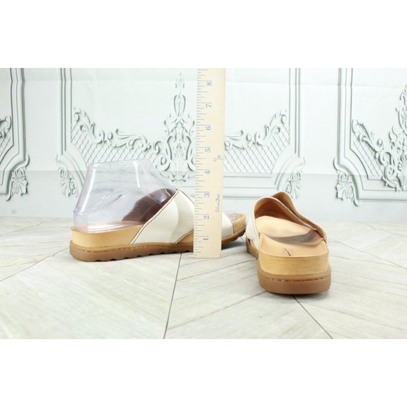BORN White Leather Criss-Cross Straps Low Wedge Slide Sandals Size 6 M - Picture 8 of 9